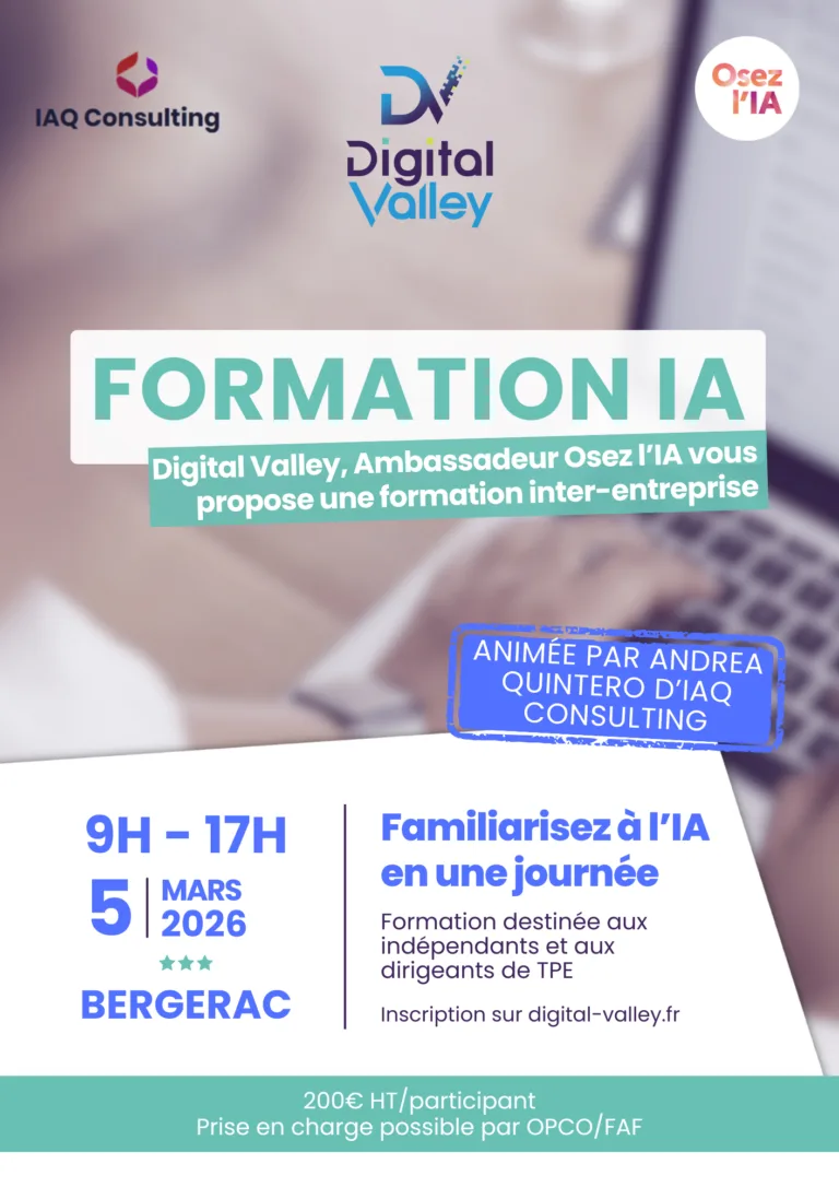 Affiche : Formation IA — Une journée pour maîtriser l'intelligence artificielle
